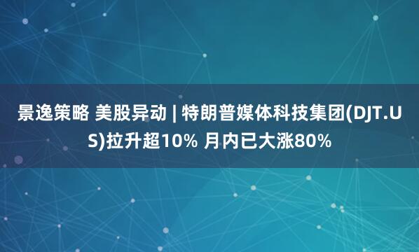 景逸策略 美股异动 | 特朗普媒体科技集团(DJT.US)拉升超10% 月内已大涨80%