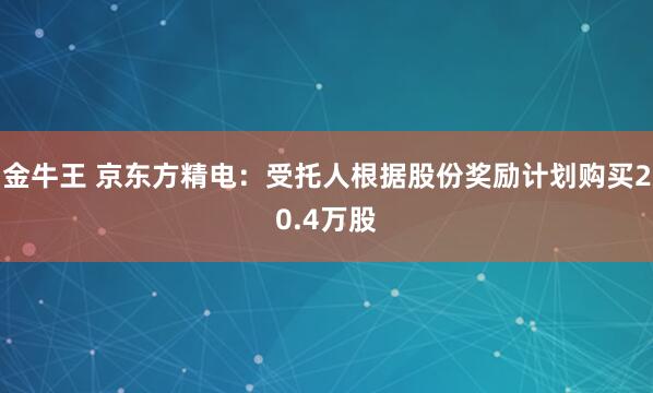 金牛王 京东方精电:受托人根据股份奖励计划购买20.4万股